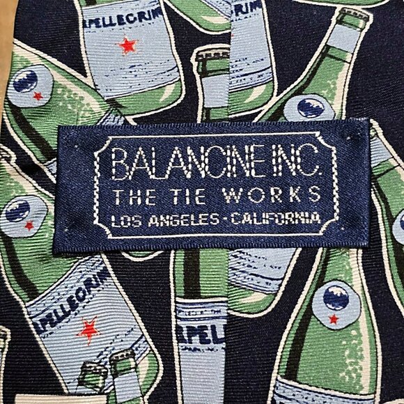 Nos Vintage Pellegrino Sparkling Water Mineral Fizzy Neck Ties Mens Silk Necktie - Picture 2 of 8